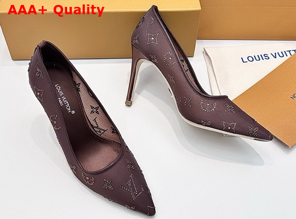 Louis Vuitton Gala Pump in Brown Mesh and Strass 1AIFJD Replica
