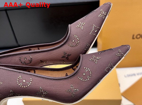 Louis Vuitton Gala Pump in Brown Mesh and Strass 1AIFJD Replica