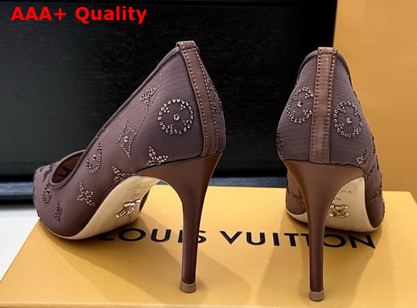 Louis Vuitton Gala Pump in Brown Mesh and Strass 1AIFJD Replica