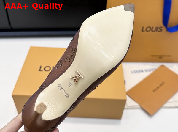 Louis Vuitton Gala Pump in Brown Mesh and Strass 1AIFJD Replica