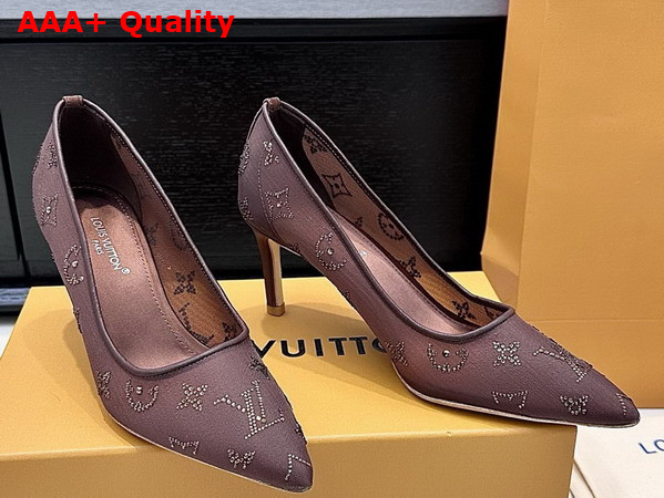 Louis Vuitton Gala Pump in Brown Mesh and Strass 1AIFJD Replica