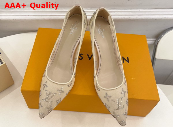 Louis Vuitton Gala Pump in Nude Beige Mesh and Strass 1AIDPW Replica