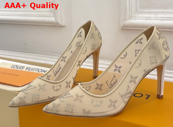 Louis Vuitton Gala Pump in Nude Beige Mesh and Strass 1AIDPW Replica
