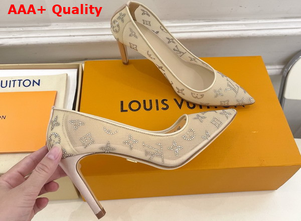 Louis Vuitton Gala Pump in Nude Beige Mesh and Strass 1AIDPW Replica