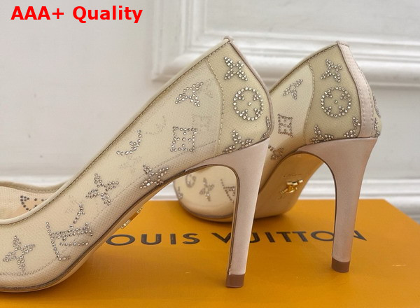 Louis Vuitton Gala Pump in Nude Beige Mesh and Strass 1AIDPW Replica