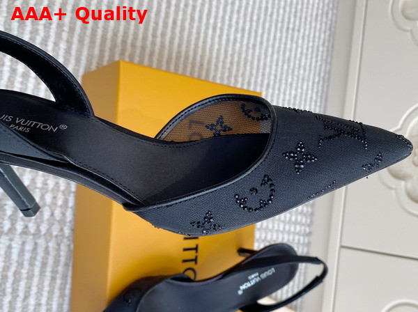 Louis Vuitton Gala Slingback Pump in Black Translucent Mesh and Strass 1AJN04 Replica