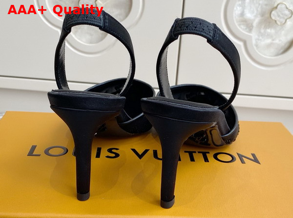 Louis Vuitton Gala Slingback Pump in Black Translucent Mesh and Strass 1AJN04 Replica