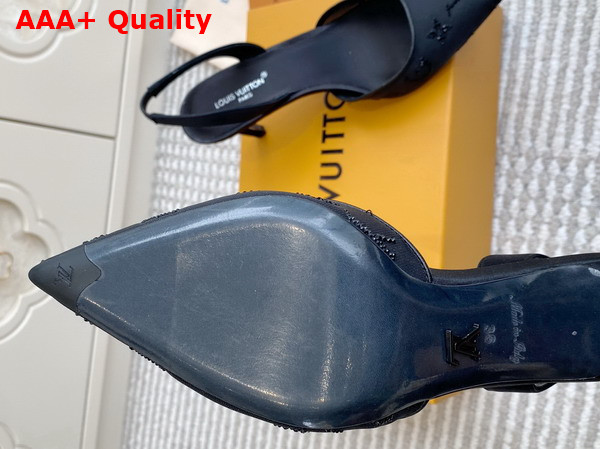 Louis Vuitton Gala Slingback Pump in Black Translucent Mesh and Strass 1AJN04 Replica