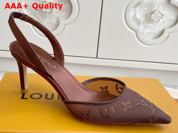 Louis Vuitton Gala Slingback Pump in Brown Translucent Mesh and Strass 1AJPTX Replica