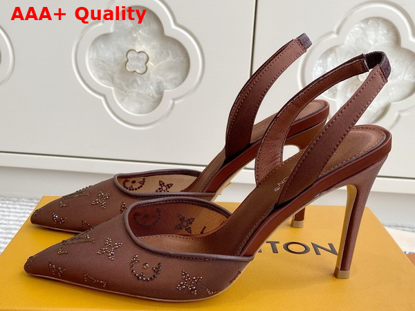 Louis Vuitton Gala Slingback Pump in Brown Translucent Mesh and Strass 1AJPTX Replica