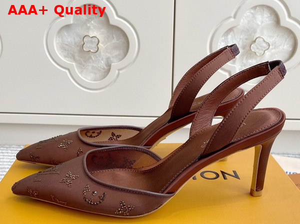Louis Vuitton Gala Slingback Pump in Brown Translucent Mesh and Strass 1AJPTX Replica