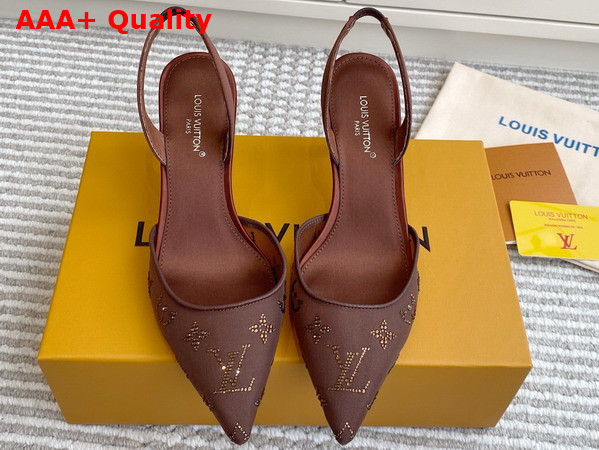 Louis Vuitton Gala Slingback Pump in Brown Translucent Mesh and Strass 1AJPTX Replica