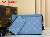 Louis Vuitton Gaston Wearable Wallet in Sky Blue Monogram Coated Canvas and Taiga Cowhide Leather M14114 Replica
