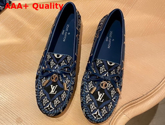 Louis Vuitton Gloria Flat Loafer Blue Monogram Jacquard Since 1854 Textile 1A8VX1 Replica