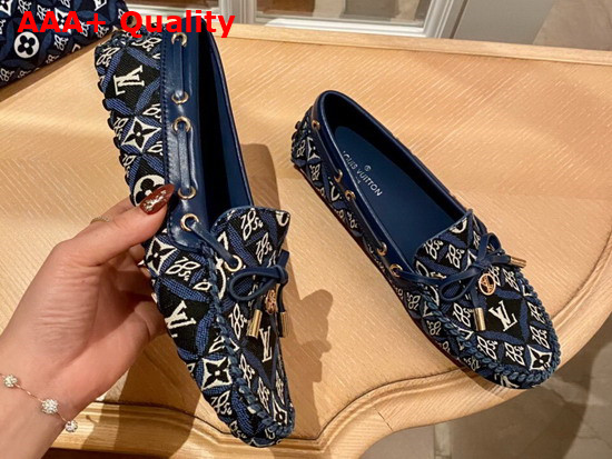 Louis Vuitton Gloria Flat Loafer Blue Monogram Jacquard Since 1854 Textile 1A8VX1 Replica