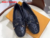 Louis Vuitton Gloria Flat Loafer in Black Embossed Calf Leather 970114 Replica