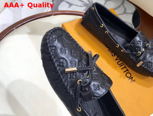 Louis Vuitton Gloria Flat Loafer in Black Embossed Calf Leather 970114 Replica