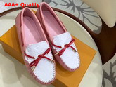 Louis Vuitton Gloria Flat Loafer in Pink and White Embossed Calf Leather Replica