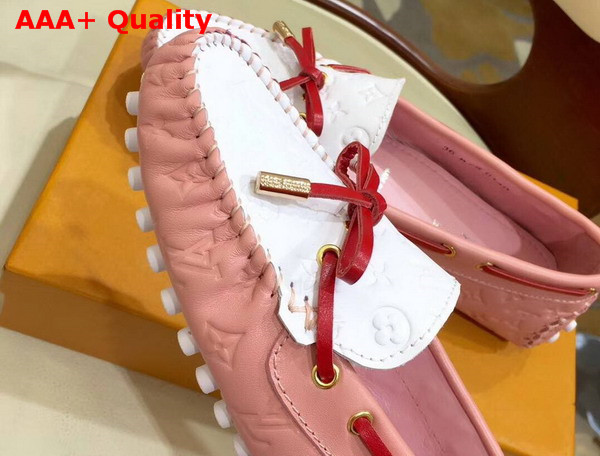 Louis Vuitton Gloria Flat Loafer in Pink and White Embossed Calf Leather Replica