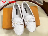 Louis Vuitton Gloria Flat Loafer in White Embossed Calf Leather Replica