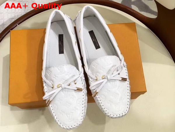 Louis Vuitton Gloria Flat Loafer in White Embossed Calf Leather Replica