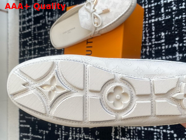 Louis Vuitton Gloria Open Back Flat Loafer in Cream Perforated Grained Calf Leather Replica