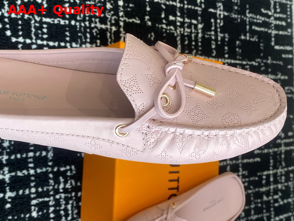 Louis Vuitton Gloria Open Back Flat Loafer in Light Pink Perforated Grained Calf Leather Replica