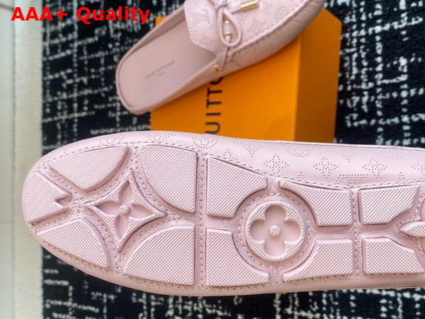 Louis Vuitton Gloria Open Back Flat Loafer in Light Pink Perforated Grained Calf Leather Replica