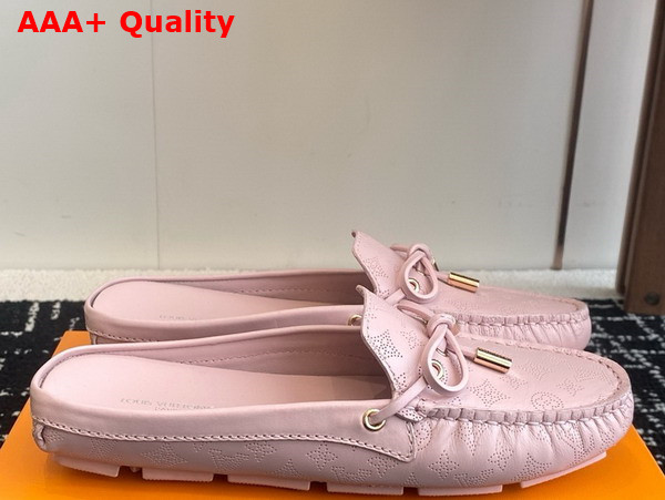 Louis Vuitton Gloria Open Back Flat Loafer in Light Pink Perforated Grained Calf Leather Replica