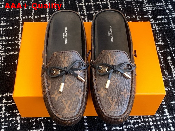 Louis Vuitton Gloria Open Back Flat Loafer in Monogram Canvas Replica