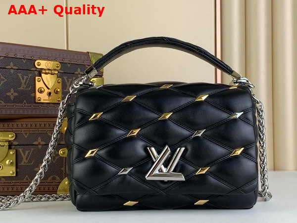 Louis Vuitton Go 14 MM Handbag in Black Quilted Lambskin with Distinctive Malletage Pattern Replica