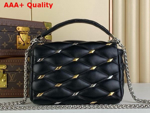 Louis Vuitton Go 14 MM Handbag in Black Quilted Lambskin with Distinctive Malletage Pattern Replica