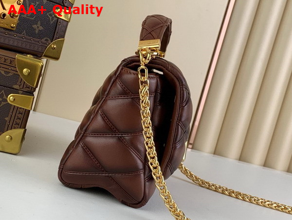 Louis Vuitton Go 14 MM Handbag in Brown and Black Lamb Leather Replica