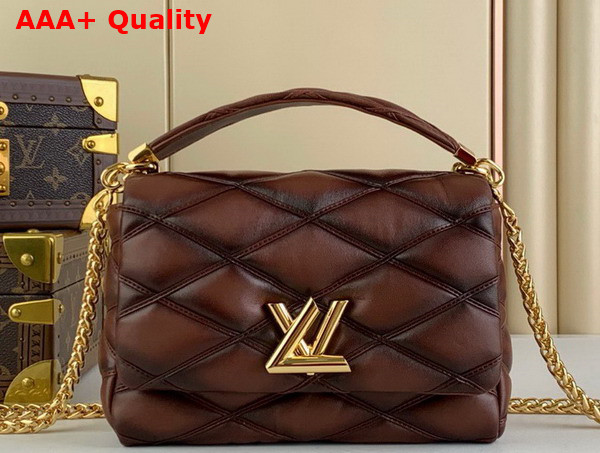 Louis Vuitton Go 14 MM Handbag in Brown and Black Lamb Leather Replica