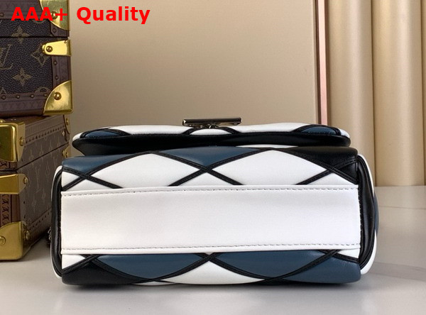 Louis Vuitton Go 14 MM Handbag in Multicolor Quilted Lambskin Malletage Pattern Blue Black and White Replica
