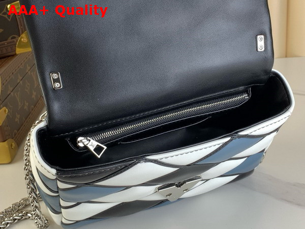 Louis Vuitton Go 14 MM Handbag in Multicolor Quilted Lambskin Malletage Pattern Blue Black and White Replica