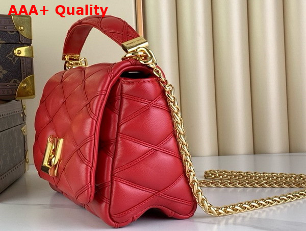 Louis Vuitton Go 14 MM Handbag in Red Lambskin in a Quilted Pattern M25106 Replica