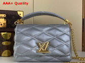 Louis Vuitton Go 14 MM Handbag in Silver Lambskin Quilted Malletage Pattern M25107 Replica