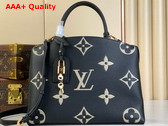 Louis Vuitton Grand Palais Tote Bag Bicolor Monogram Empreinte Leather Black Beige M45842 Replica