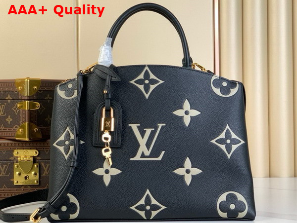 Louis Vuitton Grand Palais Tote Bag Bicolor Monogram Empreinte Leather Black Beige M45842 Replica