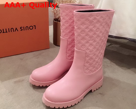 Louis Vuitton Half Boot in Pink Taurillon Monogram Leather and Plain Calf Leather Replica
