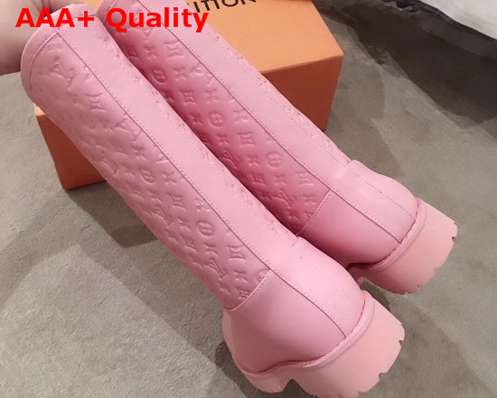 Louis Vuitton Half Boot in Pink Taurillon Monogram Leather and Plain Calf Leather Replica