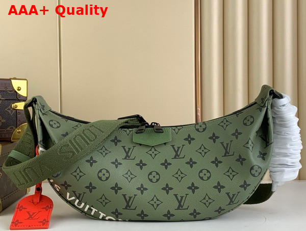 Louis Vuitton Hamac Bag in Khaki Green and Vermillion Red Monogram Coated Canvas M23779 Replica