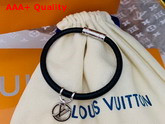 Louis Vuitton Hang It Bracelet Black Taiga Leather Silver Color Hardware M6778E Replica