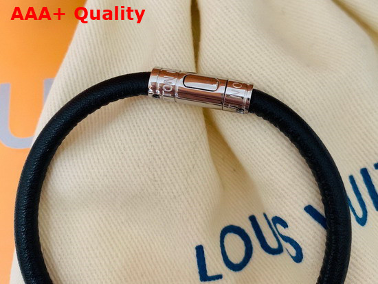 Louis Vuitton Hang It Bracelet Black Taiga Leather Silver Color Hardware M6778E Replica