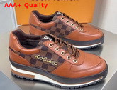 Louis Vuitton Harlem Richelieu Sneaker Damier Ebene Canvas and Calf Leather Brown Replica
