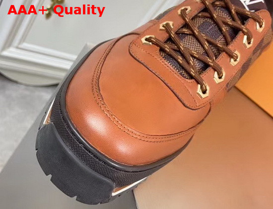 Louis Vuitton Harlem Richelieu Sneaker Damier Ebene Canvas and Calf Leather Brown Replica