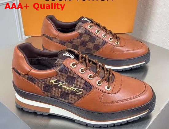 Louis Vuitton Harlem Richelieu Sneaker Damier Ebene Canvas and Calf Leather Brown Replica