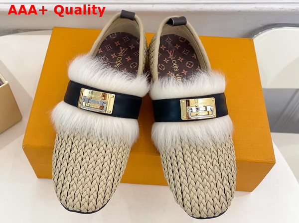 Louis Vuitton Haven Flat Closed Mule in Beige Braided Calf Leather 1AK10F Replica
