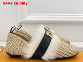 Louis Vuitton Haven Flat Closed Mule in Beige Braided Calf Leather 1AK10F Replica
